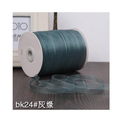 10mm 3/8" inch 10meters width Chiffon Organza Ribbon Wedding Party Decoration Wrapping Gift New Year Decor Supplies Gray green