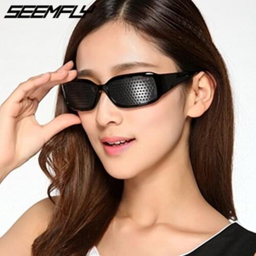Seemfly Black Pinhole Sunglasses Anti-fatigue Vision Care Pin Hole Microporous Glasses Eye Exercise Eyesight Improve Anti-myopia