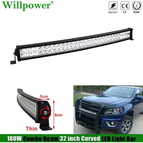 SUV Car Bullbar 180W 32" Curved Thin LED Light Bar For Jeep Chevy Offroad 4x4 Truck Pickup Lower Bumper Fog Lightbar Driving