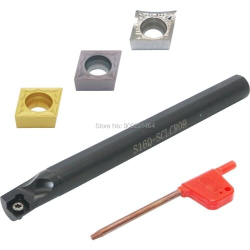 CNC Lathe Tool Inner Bore Boring Cutter S16Q-SCLCR09 (0.63 Inch), with 3 CCMT09T304(CCMT32.51)Hard Alloy Blades