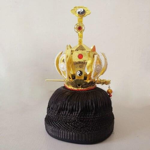 Unisex high quality Gao Gong Horsetail cap Taoist priest tai chi crown taoism fine lotus horseradish hat