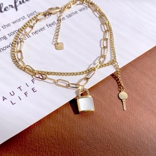 18K Solid Yellow Real Gold Jewelry(AU750) Women Exquisite Fritillaria Lock Double Chain Personalized Wedding Diamond Bracelet