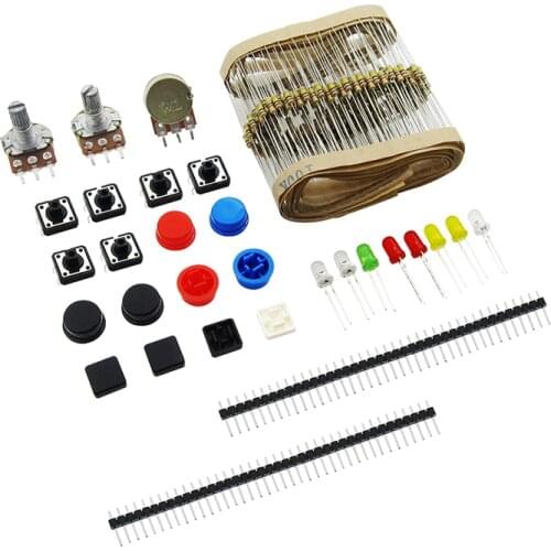 1 sets Handy Portable Resistor Kit for Arduino Starter Kit For UNO R3 LED potentiometer tact switch pin header