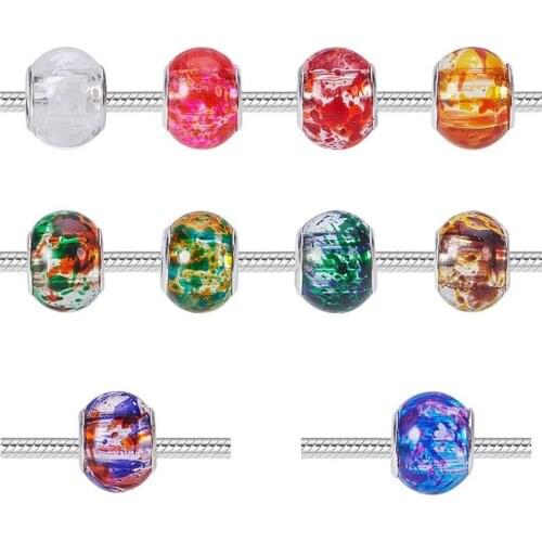 10Pcs 16mm Big Clear Flower Big Hole Glass Beads Fit for Women Girl Snake Chain European Bracelet Bangle DIY Pendants Necklaces