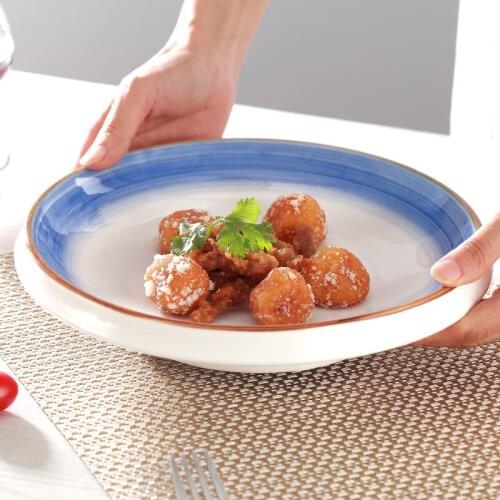 12-inch Japanese-style Ceramic Western Steak Plate Home Round Snack Main Course Sushi Plate Hotel Restaurant Kitchen Tableware