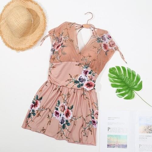 201 Fashion Ladies Printed Swimsuit Sexy Conservative One-Piece Skirt Covered Swimsuit Swimsuit Bikini