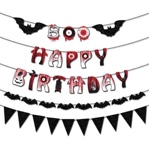 2021 Letter Pull Flag Happy Halloween Banner European and American Holiday Party Interior Scene Decoration Garland Glitter Paper