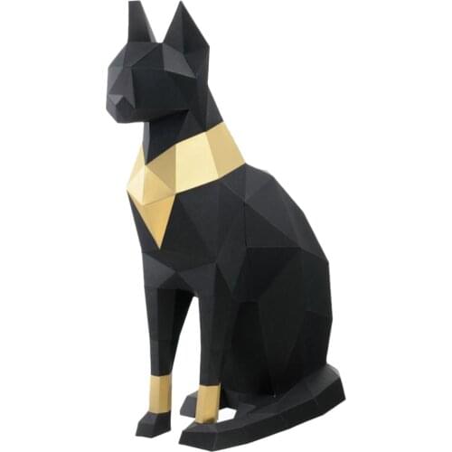 Egyptian Cat 3D Stereoscopic Paper Model DIY Hand Molded Decoration Ornaments Toys Three-Dimensional Geometric Origami Black