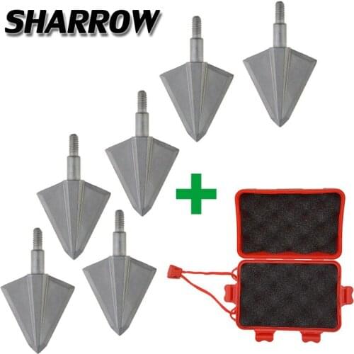 Archery 6Pcs 136gr Arrowhead 2Broadhead And Box Set Outdoor Hunting Shooting Training Bow And Arrow Accessories Set