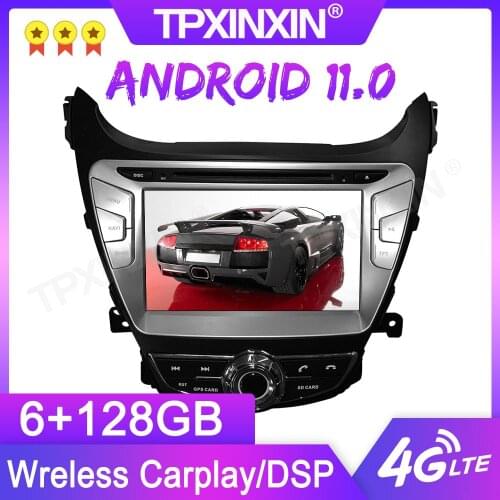 Android 11 6+128G For Hyundai ELANTRA 2011-2013 GPS Car Multimedia Player Headunit Audio Radio Navigtion Tape Recorder