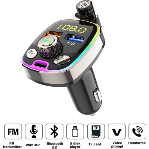 Auto MP3 Music Player 3.4A Dual USB Charger Car Bluetooth 5.0 FM Transmitter Handsfree Audio Receiver TF U Disk play
