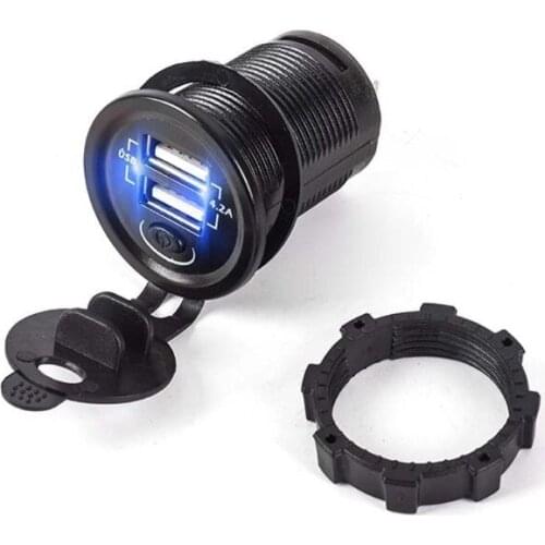 C63D 12V 24V Dual USB 5V 2.1A Car Charger Adapter With ON OFF Switch Power Cable For Car Boat Marine Motorbike Camper