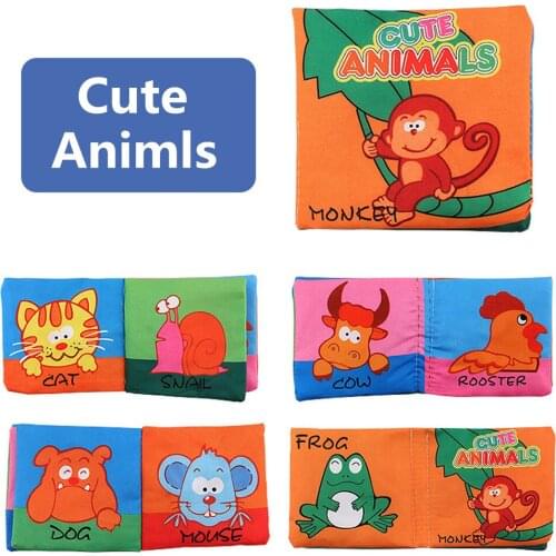 Childrens story book baby learning and education English story activity quiet book card head cloth book animal baby book