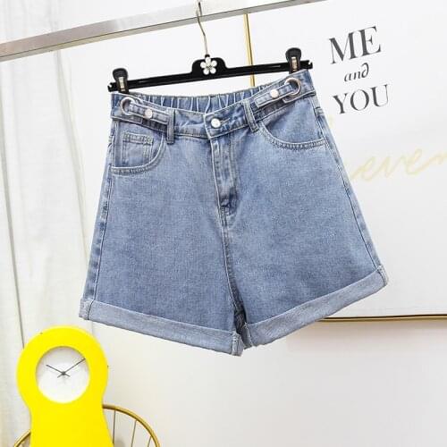 5Xl Plus Size High Waist Thin Denim Shorts Women 2021 Summer Casual Loose Ladies Fashion Pocket Blue Denim Short Jeans Female