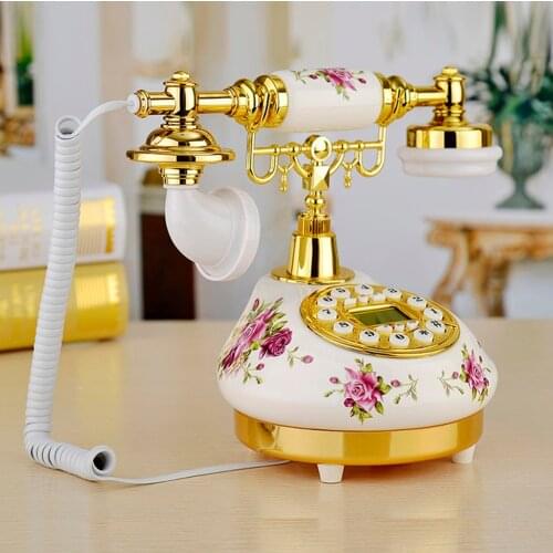 European Rose Ceramic Telephone Landline Retro Innovative High - End Telephone Rose Desktop Phone For Home Office Decor