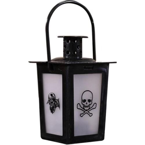 1 Piece Halloween Tabletop Ornament Plastic LED Oil Lamp Lantern With Skeleton Pattern Halloween Party Events Accessories