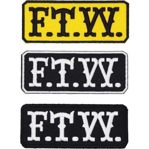 FTW name tag iron on hook backing funny punk rock embroidered biker motorcycle patches for vest hat jeans