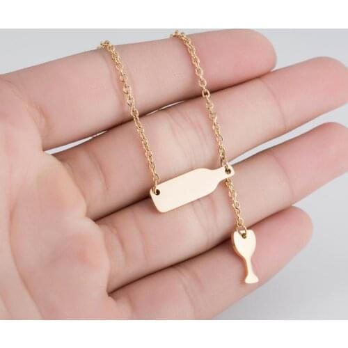 Hot sale popular necklace wine bottle wine cup necklace
