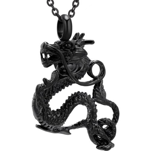 IJD9527 Stainless Steel Dragon Cremation Pendant Memorial Jewelry Ashes Holder Urn for Men/Women Funeral Keepsake Necklace