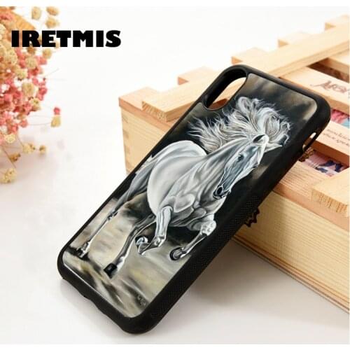 Iretmis 5 5S SE 6 6S Soft TPU Silicone Rubber phone case cover for iPhone 7 8 plus X Xs 11 Pro Max XR Majestic Horse Animal