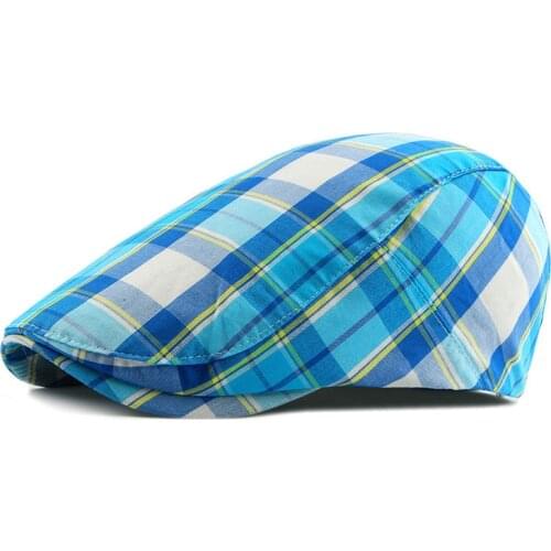 High Quality Vintage Plaid Newsboy Caps Hats For Men Women Painter Ivy Cap Adult Unisex Cabbie Beret