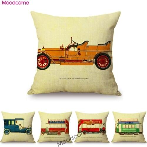 Classic Vintage Car Old School Boy Retro Truck Van Home Decoration Art Nogstalgic Sofa Pillow Case Old Fashion Art Cushion Cover