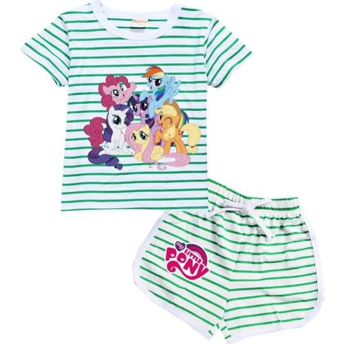 My Little Pony Two Pieces Cotton Girls Clothing Sets Summer Vest Sleeveless Children Sets Fashion Clothes Suit Casual Outfits
