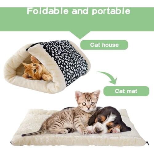 Cat Mats tunnel Warm Soft Pet Cushion Foldable Multi function Cat Bed Sleeping Bag With Rang Paper Funny Toy Pet Mat House