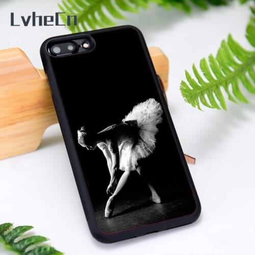 LvheCn Silicone Rubber Phone Case Cover for iPhone 6 6S 7 8 Plus X XS XR 11 12 Mini Pro Max Ballerina Ballet Dress