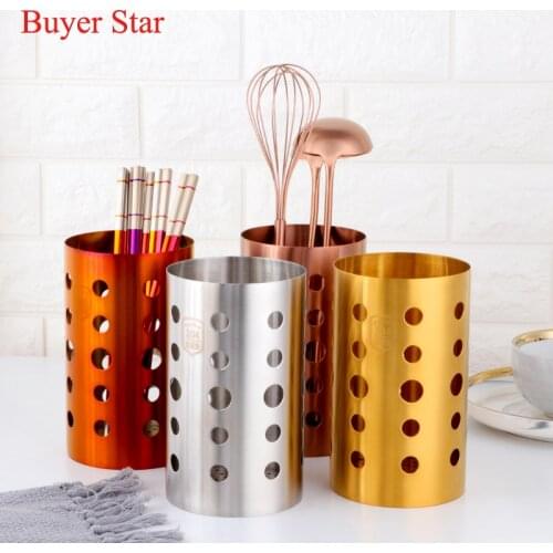 Gold Stainless Steel Chopsticks Tube Rack Metal Egg beater Spoon Tableware Storage Draining Rack Dinner ware Kitchen Accessories