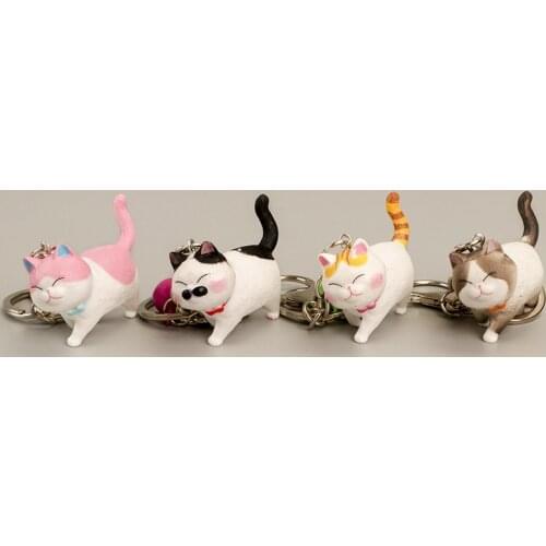 Cute Cartoon Cat Pendant Key Rings Kitten Cat Key Chain 9 Colors Pet Car Bag Keychains Ornament Trinket Jewelry Gift Fashion