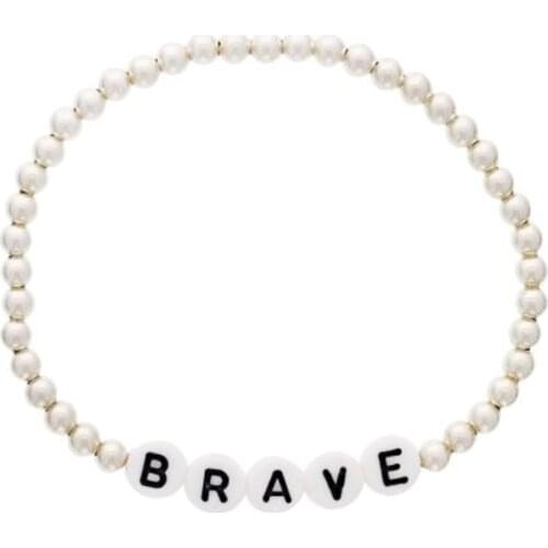 Fashion Customized Name Beaded Bracelet Gold Silver-color Beads Handmade Elastic Bangle DIY Letter Couple Armband Pulsera Hombre