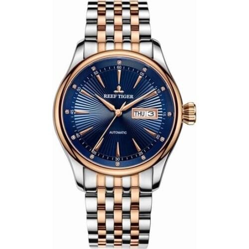 Reef Tiger Classic Serier RGA8232 Men Fashion Business Ultra Thin Waterproof Automatic Mechanical Wrist Watch - Steel