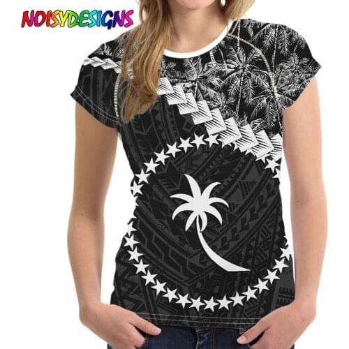 NOISYDESIGNS Polynesian Tribal Chuuk Micronesia Print T Shirt Women Clothes T-Shirt Women Short Sleeve Loose Top Shirt Tee Black