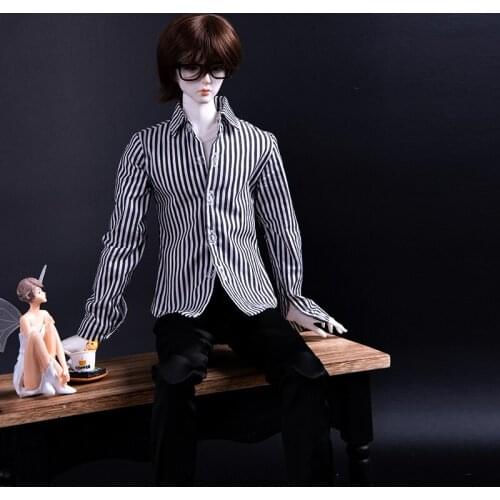 BJD doll clothes are suitable for 1 /3 1/4 MSD size fashion black and white stripe shirt Jacket doll accessories
