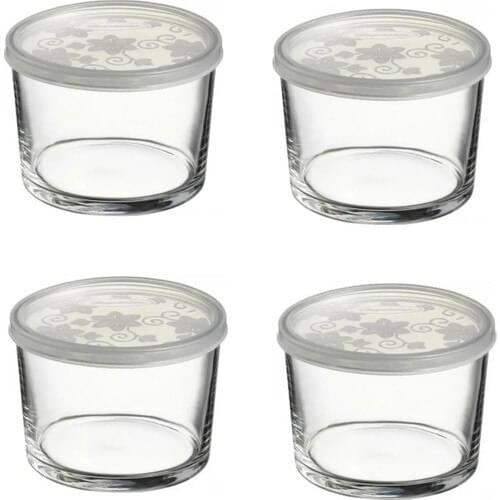 Pasabahce Glass With Cover Storage Container 4 Pcs Breakfast 220 cc Kitchen Dining Enclosure Box Glass Food Protector