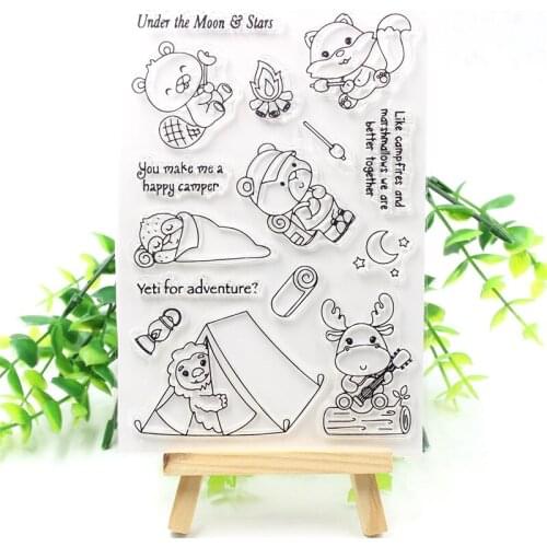 Happy Camper Transparent Clear Silicone Stamps for DIY Scrapbooking/Card Making/Kids Crafts Fun Decoration Supplies 251