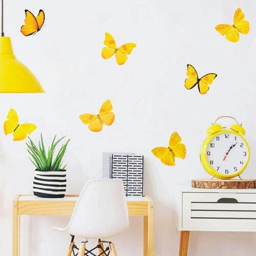 PVC Yellow Sunflower Butterfly Removable Wall Stickers Windows Room Decor Decal Window Living Room Sofa Decoration