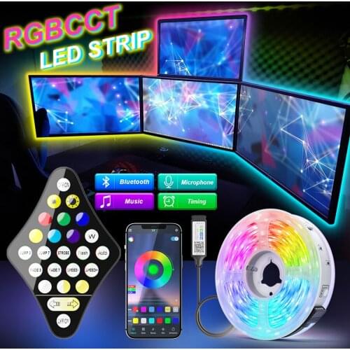 RGBWW RGBCCT LED Strip Light Bluetooth RGB Led lights Warm White Flexible Ribbon Tape Diode RGB Lamp Neon Light TV Backlights