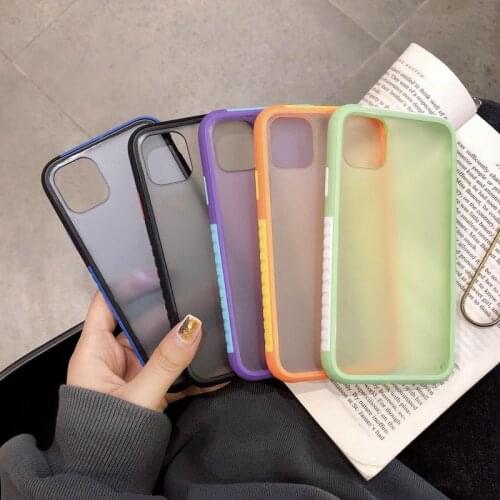 Silicone Frame Bumper Phone Case For iPhone 11 11 Pro Max XR XS Max X 8 7 SE 2020 Shockproof Matte Transparent Back Cover Soft
