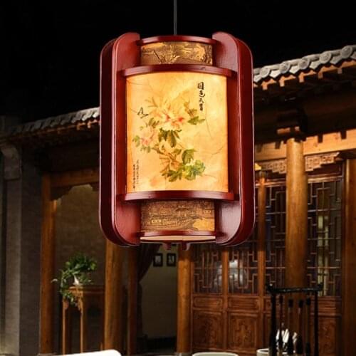 Modern Chinese small Pendant Lights single head antique sheepskin lamp restaurant aisle teahouse entrance chafing dish LU718129