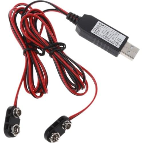 Universal 100cm 300cm 2in1 USB Mains Convert to Dual 6F22 9V Battery Eliminator Replace 2pcs 9V Battery USB Power Supply Cable