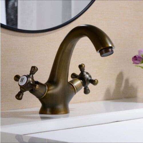 Vidric Solid Brass Bronze Double Handle Control Antique Faucet Kitchen Bathroom Basin Mixer tap Robinet Antique