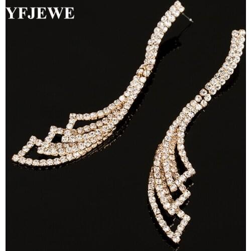 YFJEWE New Fashion Crystal Long Drop Earrings for Women Party Wedding Jewelry Gift wholesale #E364