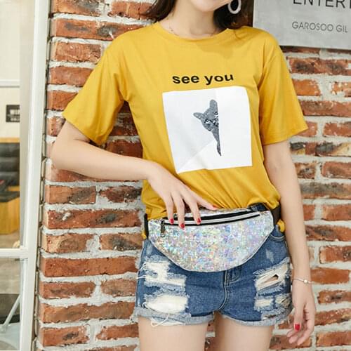 Sequins Holographic Fanny Pack Feminina Waist Pack Womens Laser Chest Waist Bag Women Belt Bag Bum Bag 2019 New