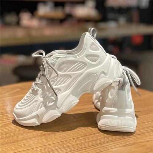 2021 Summer Hot Sale Fashion White Platform Sneakers Women Casual High Heels Mesh Footwear Ladies Flats Shoes For Women Comfot