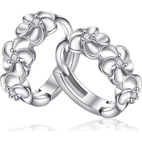 Genuine S925 Sterling Silver Earrings, Round Flower Earrings For Women Charm Jewelry Gifts