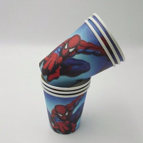 10pcs Superhero Party Supplies Cup Cartoon Theme Party For Children/Boys Happy Birthday Decoration Spiderman Party Supplies