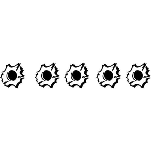17.2cm*2.9cm Five Fake Bullet Holes Decor Vinyl Decal Car Sticker Black/Silver S6-3204