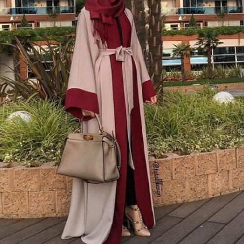 S-5XL Plus size Muslim newest Fashion hit color Robe Musulmane Turkish Abaya Islamic Robes Arab Worship Service WJ1745 with belt